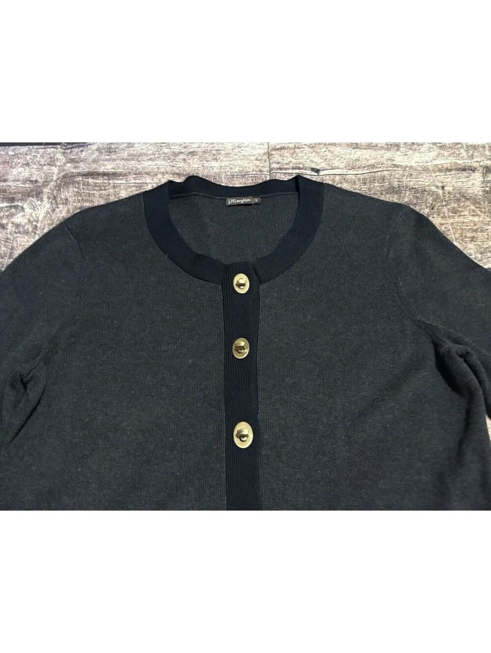 J Mclaughlin Cardigan Sweater Womens Small Gold Lock Buttons Ponte